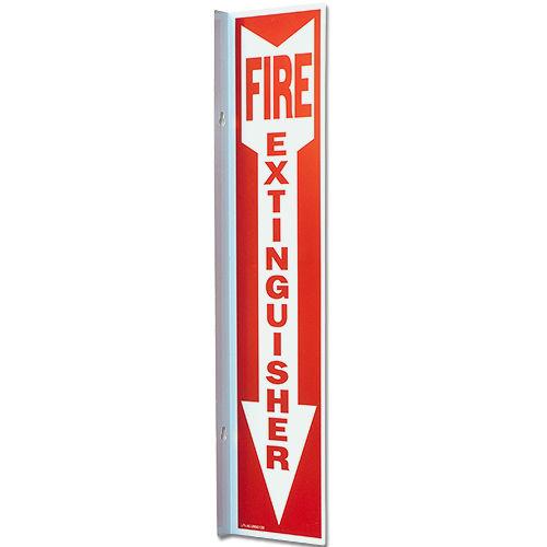 90 degree angled fire extinguisher sign